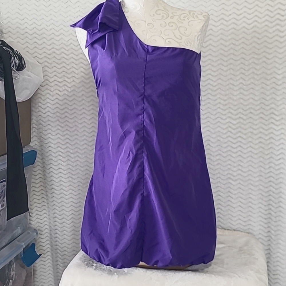delai's  purple junior mini 1 shoulder dress.
